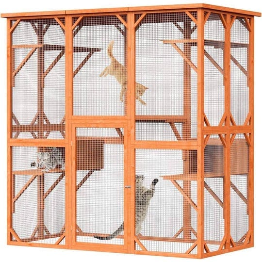 71-in-wood-large-outdoor-cat-house-weatherproof-wooden-cats-catio-cat-cage-enclosure-with-7-platform-1