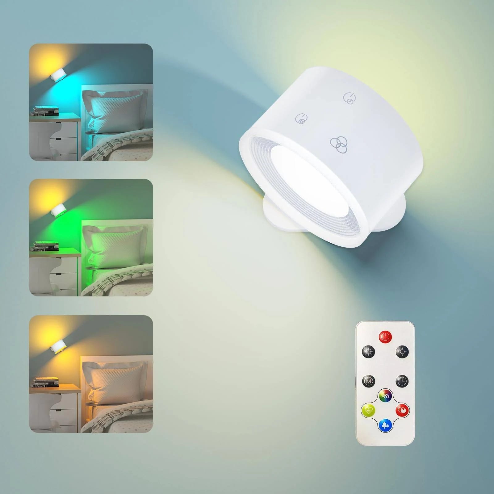 Kitloo Battery-Powered RGB Wall Sconces, Rechargeable Remote-Controlled LED Lamps for Ambient Lighting | Image