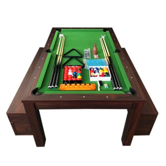 pool-table-7-feet-green-and-dinner-table-with-benches-rich-green-1