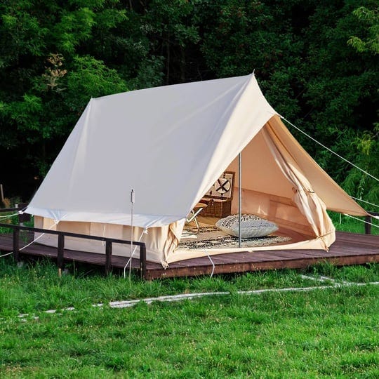 wellos-double-door-canvas-glamping-tent-rainproof-beige-1