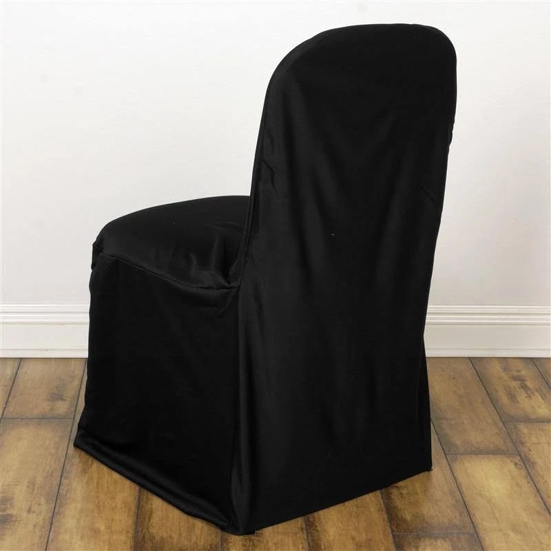 Banquet Chairs with Black Stretch Scuba Covers for Event Decor | Image