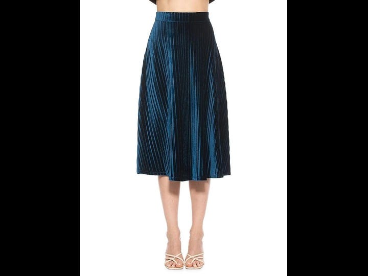 alexia-admor-womens-alaina-pleated-velvet-midi-skirt-teal-size-xl-1