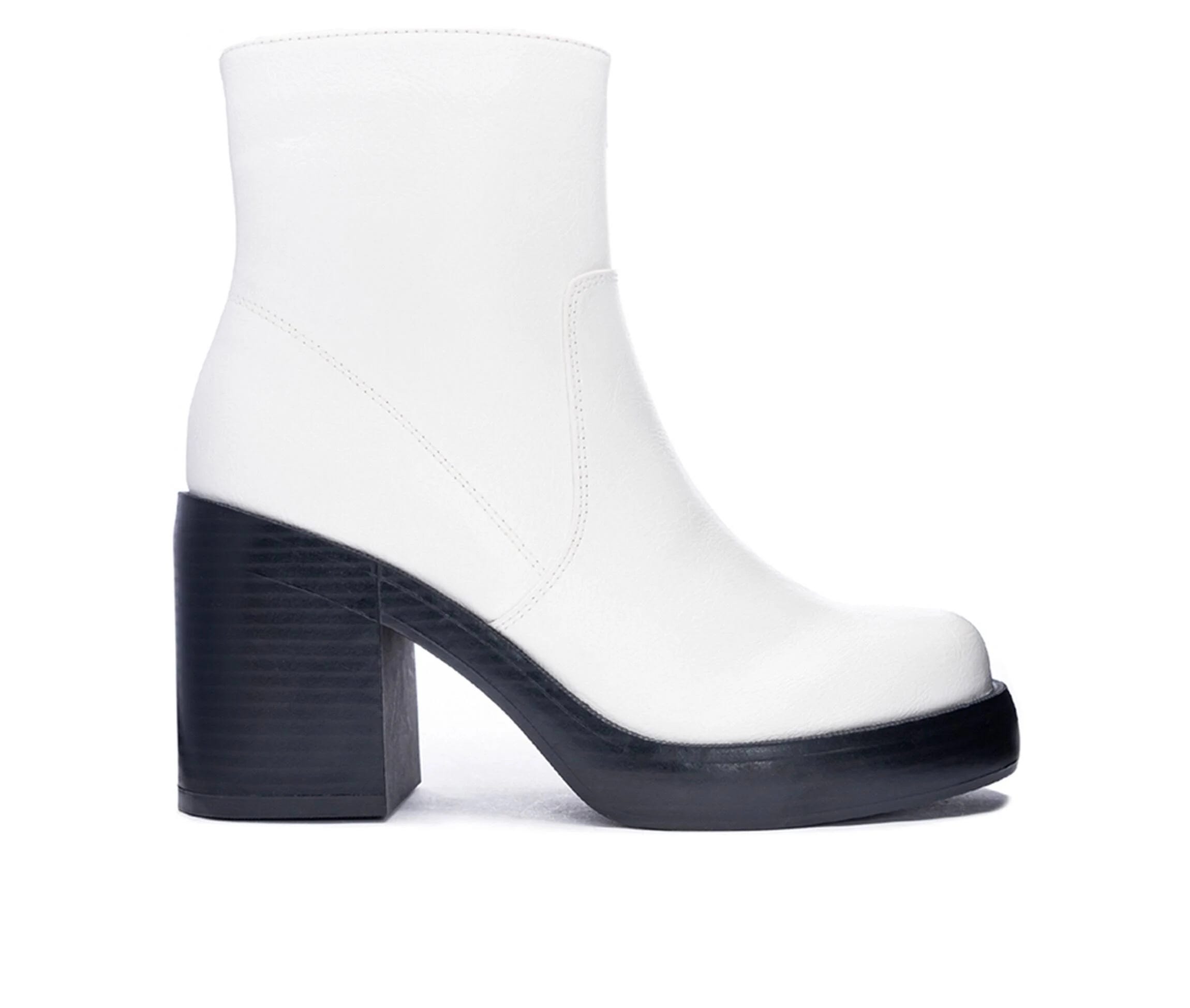 90s-Inspired White Square Toe Boots - Made in USA or Imported | Image