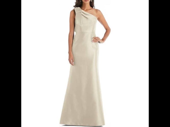 alfred-sung-bow-one-shoulder-satin-trumpet-gown-in-champagne-at-nordstrom-size-23