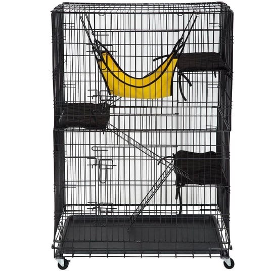 cat-cage-cat-crate-cat-kennel-48-inches-cat-playpen-with-free-hammock-3-cat-bed-2-front-doors-2-ramp-1