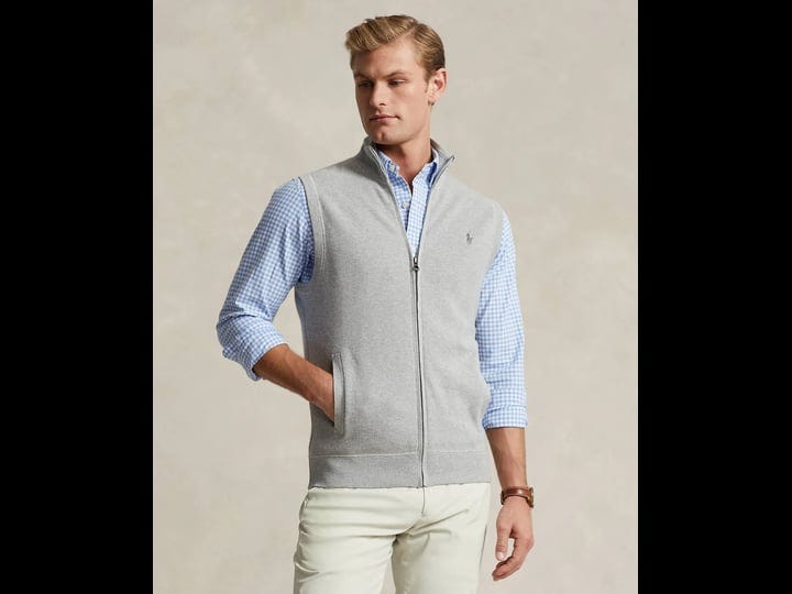 polo-ralph-lauren-mens-mesh-knit-cotton-full-zip-sweater-vest-andover-heather-size-m-1