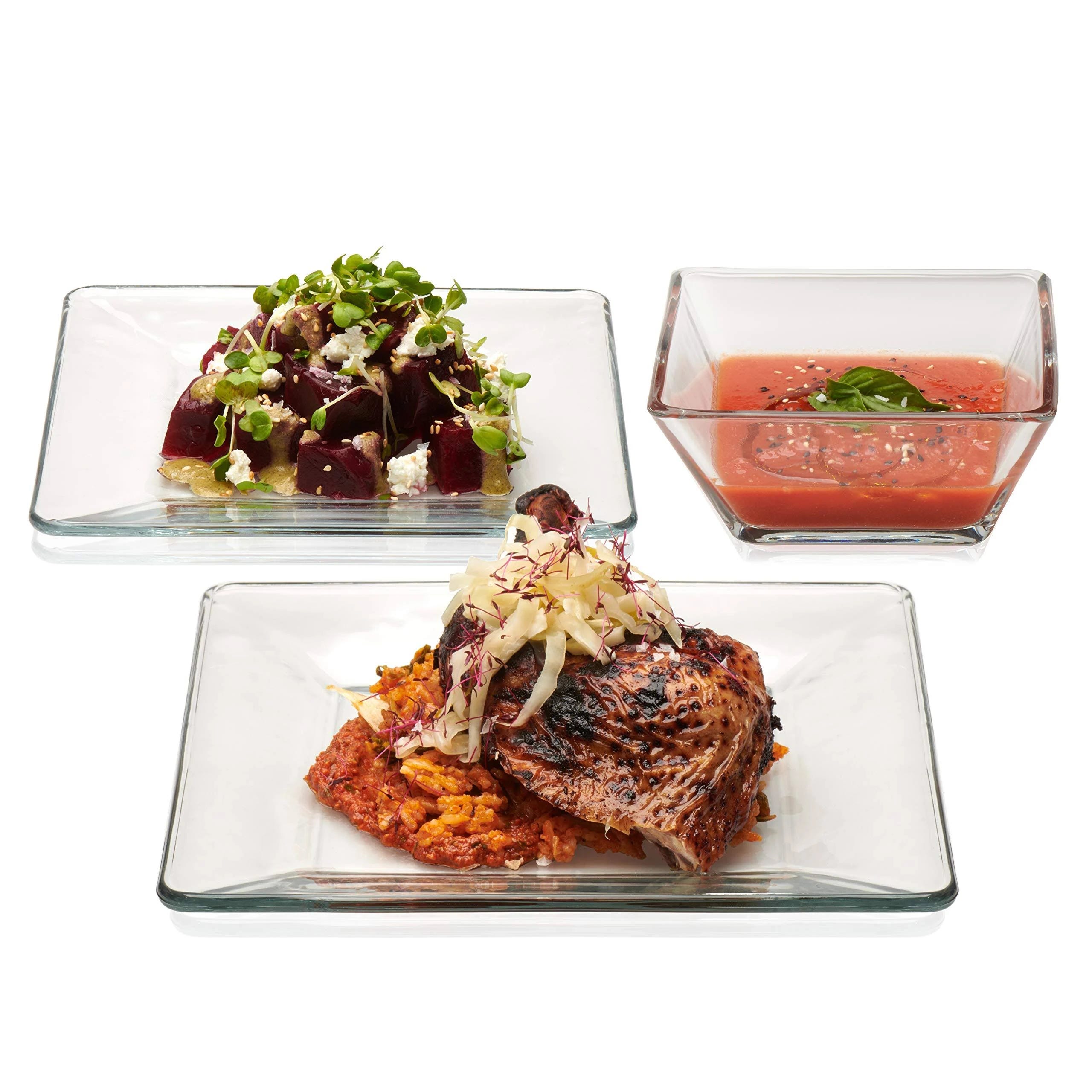 Stylish and Stackable Glass Dinnerware Set for 4 | Image