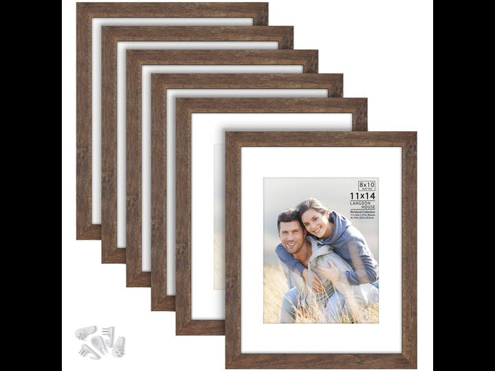 langdon-house-11x14-picture-frames-w-mat-to-8x10-rustic-brown-6-pack-traditional-wood-like-photo-fra-1
