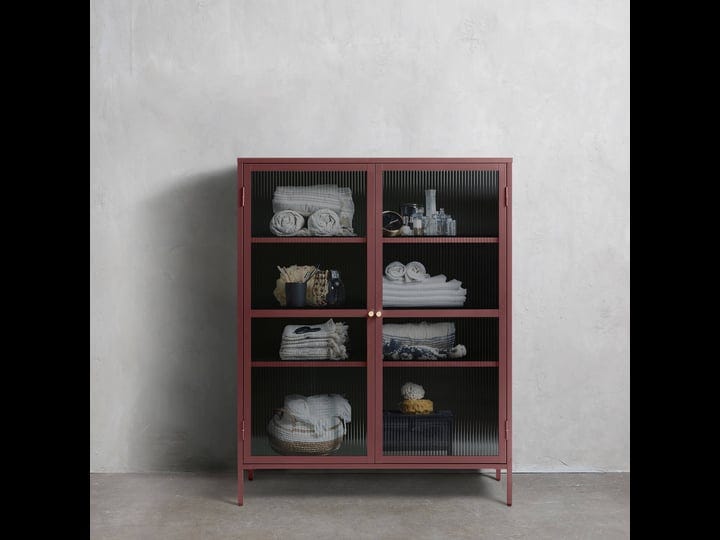 unique-furniture-metal-glass-55-display-cabinet-red-1