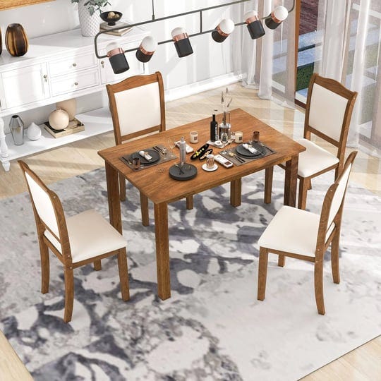 kallkop-5-piece-wooden-furniture-sets-simple-style-rectangular-table-suit-with-4-upholstered-chairs--1