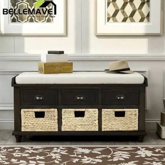 bellemave-brown-storage-shoe-bench-with-3-drawers-and-3-rattan-baskets-rustic-wood-shoe-bench-for-li-1