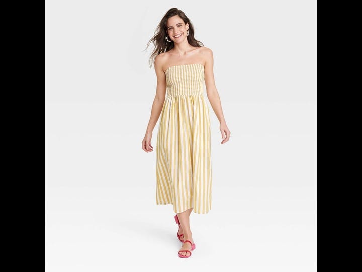 a-new-day-womens-strapless-smocked-tube-sundress-yellow-white-striped-xs-1