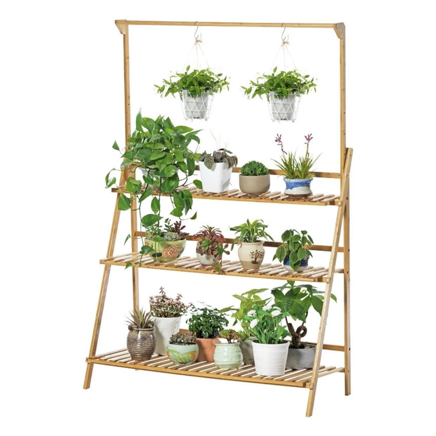 Eco-Friendly Bamboo 3-Tier Plant Display Shelf for Pants and Plants | Image