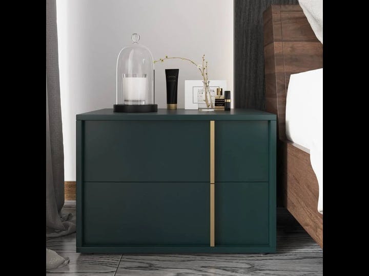 green-nightstand-manufactured-wood-bedroom-nightstand-with-2-drawers-gold-stripe-pulls-1