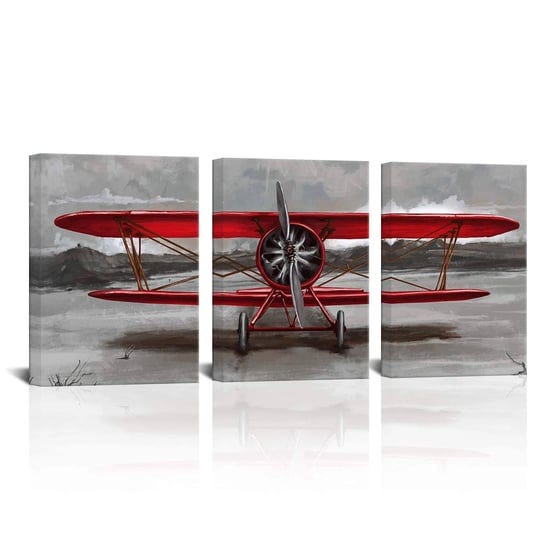 3-piece-vintage-airplane-canvas-wall-art-red-jet-paintings-aircraft-pictures-red-and-gray-aviation-p-1