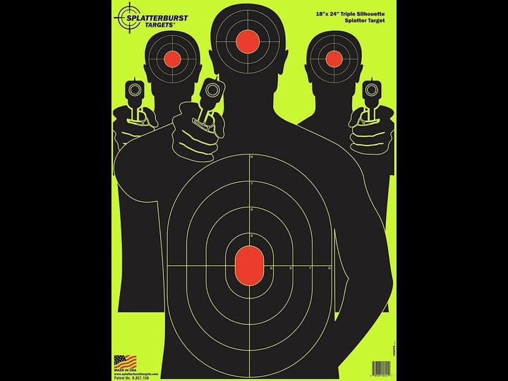 splatterburst-targets-fluorescent-yellow-triple-silhouette-shooting-targets-18-x-24-inch-10-pack-1
