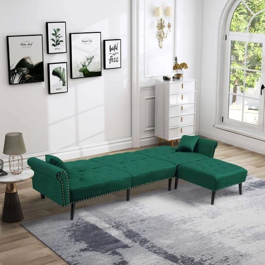 velvet-convertible-tufted-sleeper-corner-sectional-sofa-bed-green-1