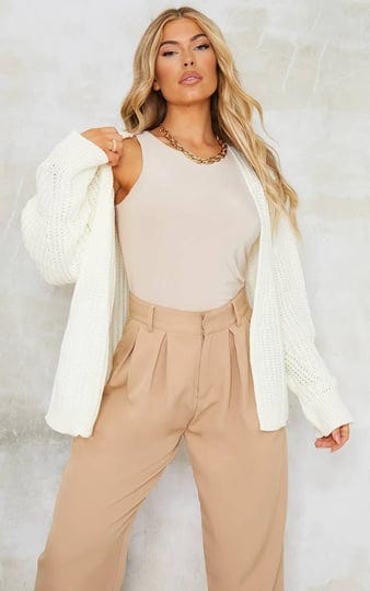 prettylittlething-womens-cream-chunky-knit-slouchy-cardigan-size-xs-1