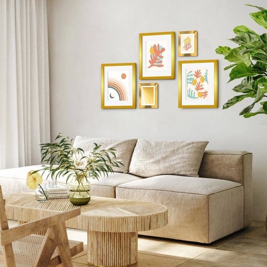 pastel-summer-matisse-5-piece-mix-match-gold-framed-wall-art-set-1