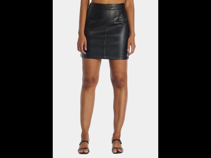 french-connection-womens-crolenda-faux-leather-mini-skirt-black-size-11