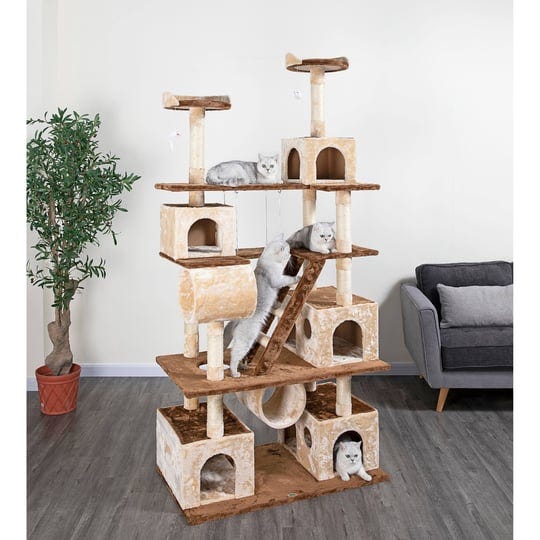 go-pet-club-huge-87-5-tall-cat-tree-house-climber-furniture-with-swing-brown-beige-1