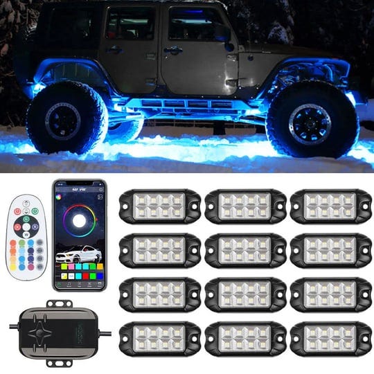 sunpie-12-pod-rgb-w-led-rock-lights-kits-for-off-road-truck-atv-suv-under-wheel-4x4series-connection-1