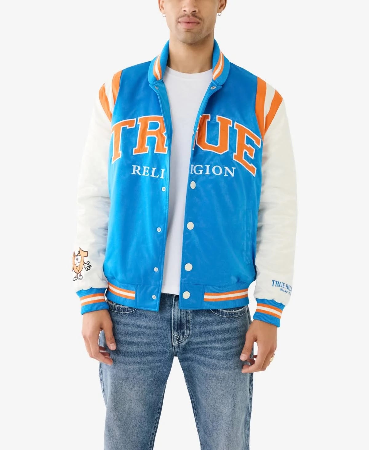 Men's Blue Varsity Bomber Jacket by True Religion | Image