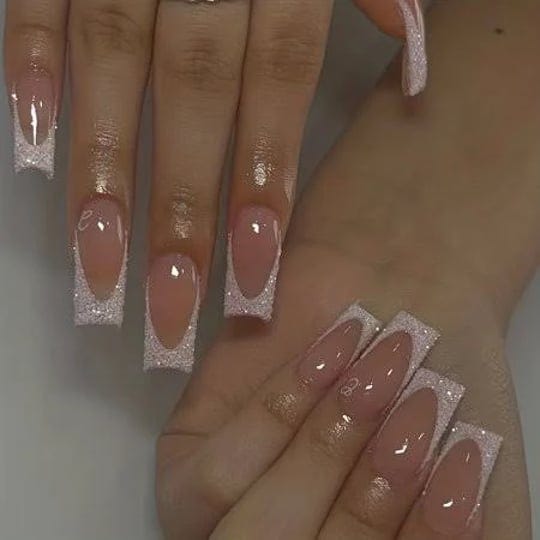 hnapa-24pcs-glossy-medium-ballerina-fake-nails-white-french-tip-press-on-nails-with-sugar-powder-sti-1