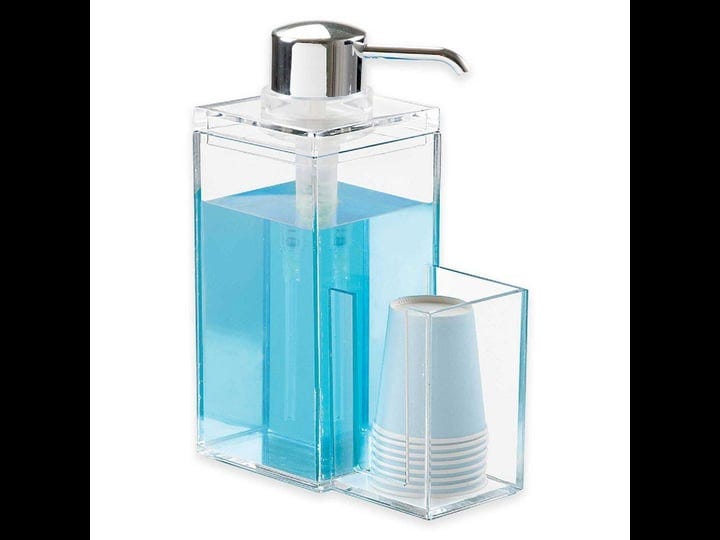 ondisplay-luxury-acrylic-mouthwash-soap-pump-dispenser-w-cup-holder-clear-1