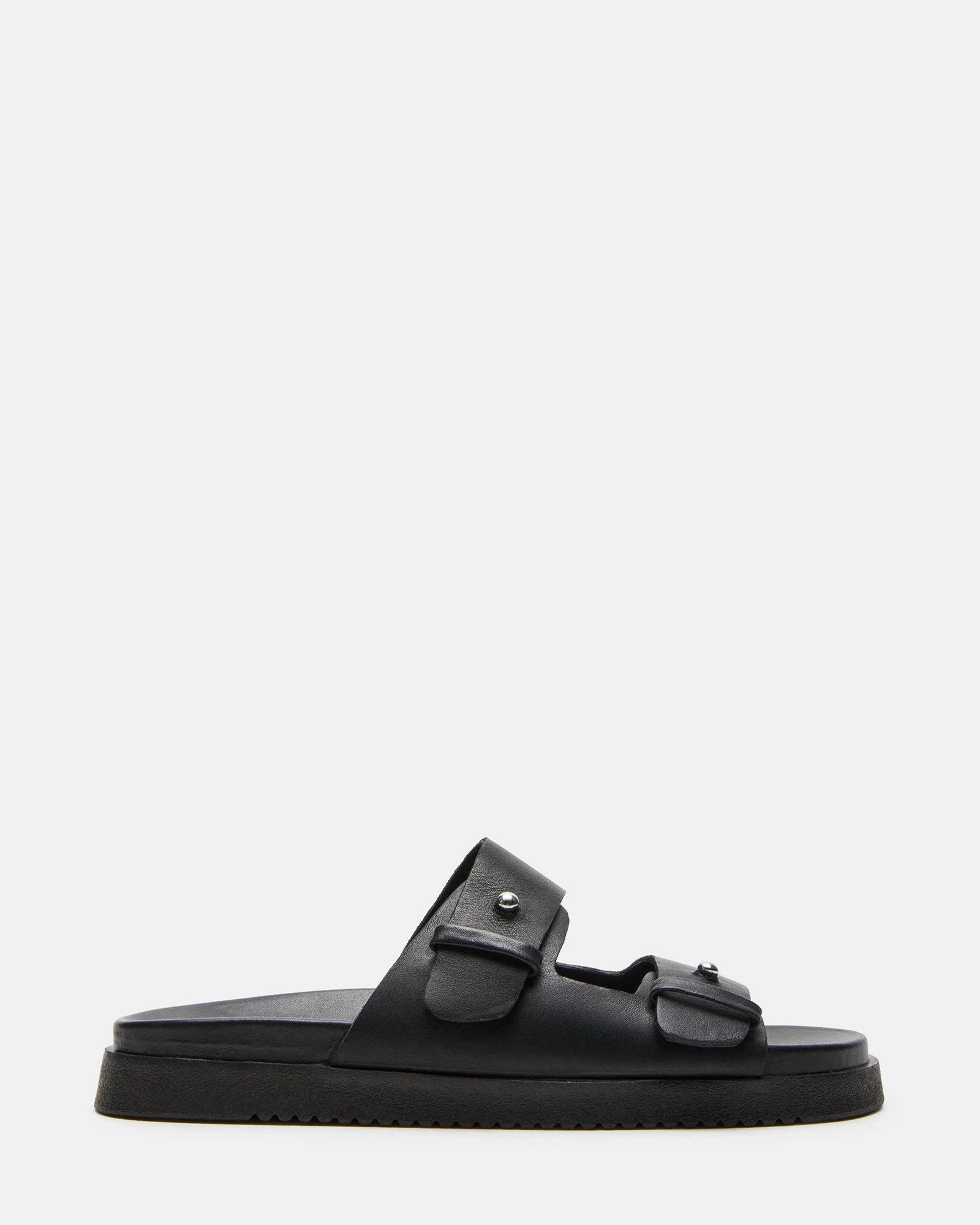 Comfortable Steve Madden All Black Slide Sandal | Image