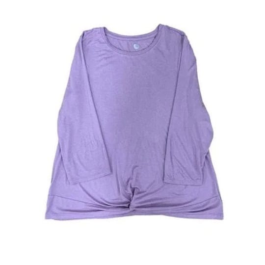 ai-products-womens-lavender-front-knot-3-4-sleeve-lightweight-shirt-top-womens-size-2xl-purple-1