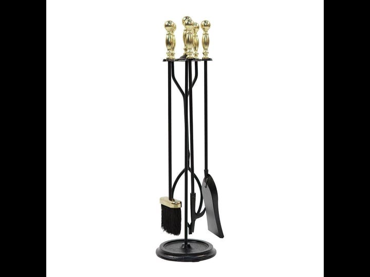 minuteman-x830941-4-piece-fireplace-tool-set-brass-plated-black-1