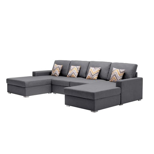 benzara-meg-modern-4pc-double-chaise-sectional-sofa-with-accent-throw-pillows-gray-1