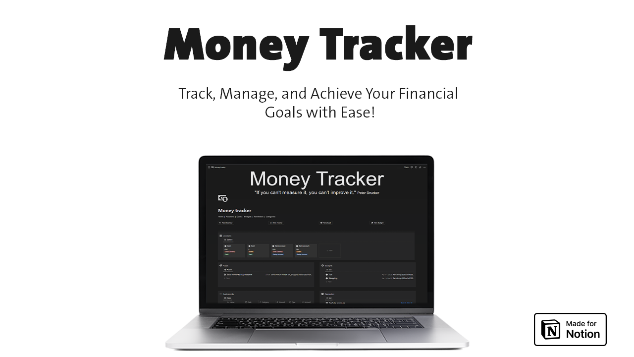 Money Tracker by Fayed | Notion Creator  | Elcovia Marketplace | Notion Templates | Notion Creators