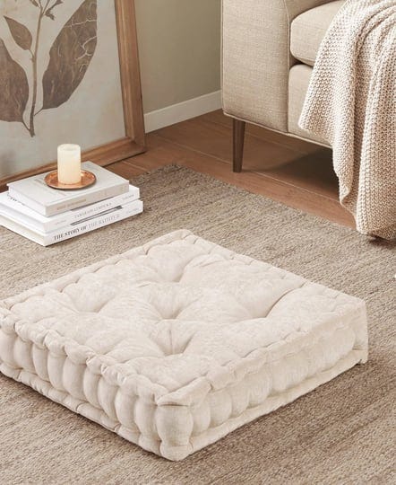 azza-poly-chenille-square-floor-pillow-cushion-ivory-intelligent-design-1