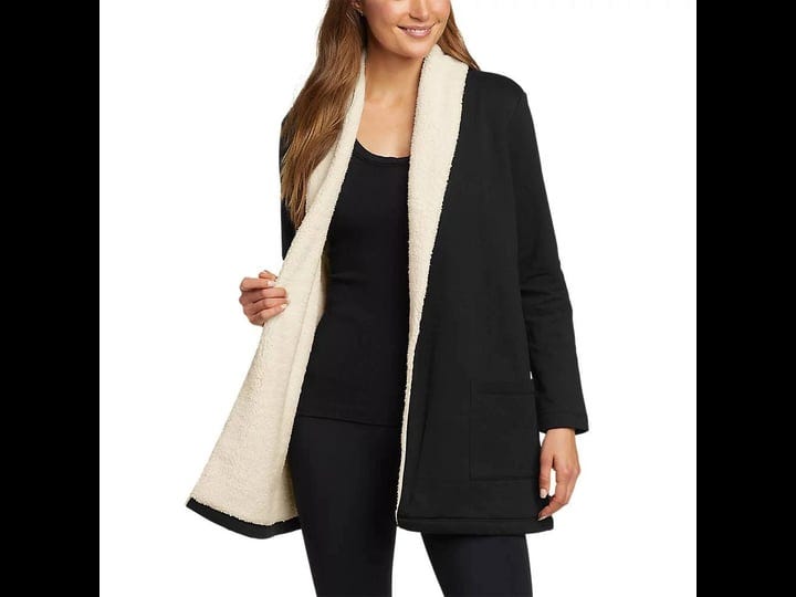 eddie-bauer-womens-faux-shearling-cabin-cardigan-black-size-xs-1