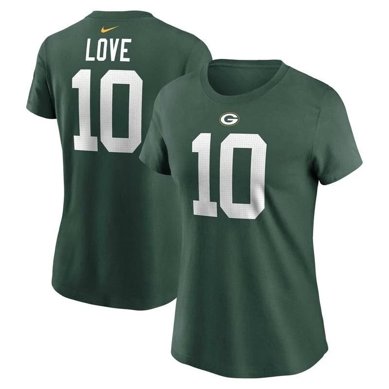 Women's Nike Jordan Love Green Bay Packers Jersey T-Shirt | Image