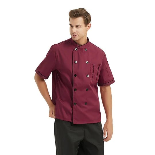 toptie-short-sleeve-chef-jacket-kitchen-cook-coat-stripe-uniforms-red-s-adult-unisex-size-small-1