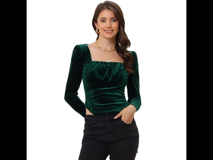 allegra-k-womens-velvet-cropped-long-sleeves-party-square-neck-top-dark-green-xl-1