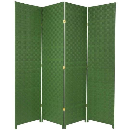 oriental-furniture-6-ft-tall-woven-fiber-outdoor-all-weather-room-divider-4-panel-green-1