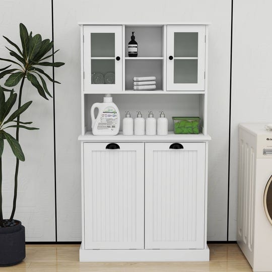 white-60-in-h-storage-cabinet-two-compartment-tilt-out-dirty-laundry-basket-tall-bathroom-cabinet-wi-1