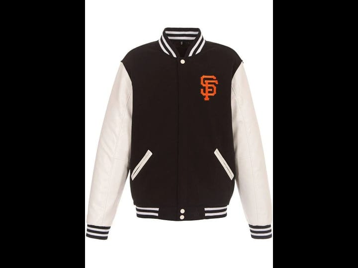 san-francisco-giants-jh-design-reversible-fleece-jacket-with-faux-leather-sleeves-black-1