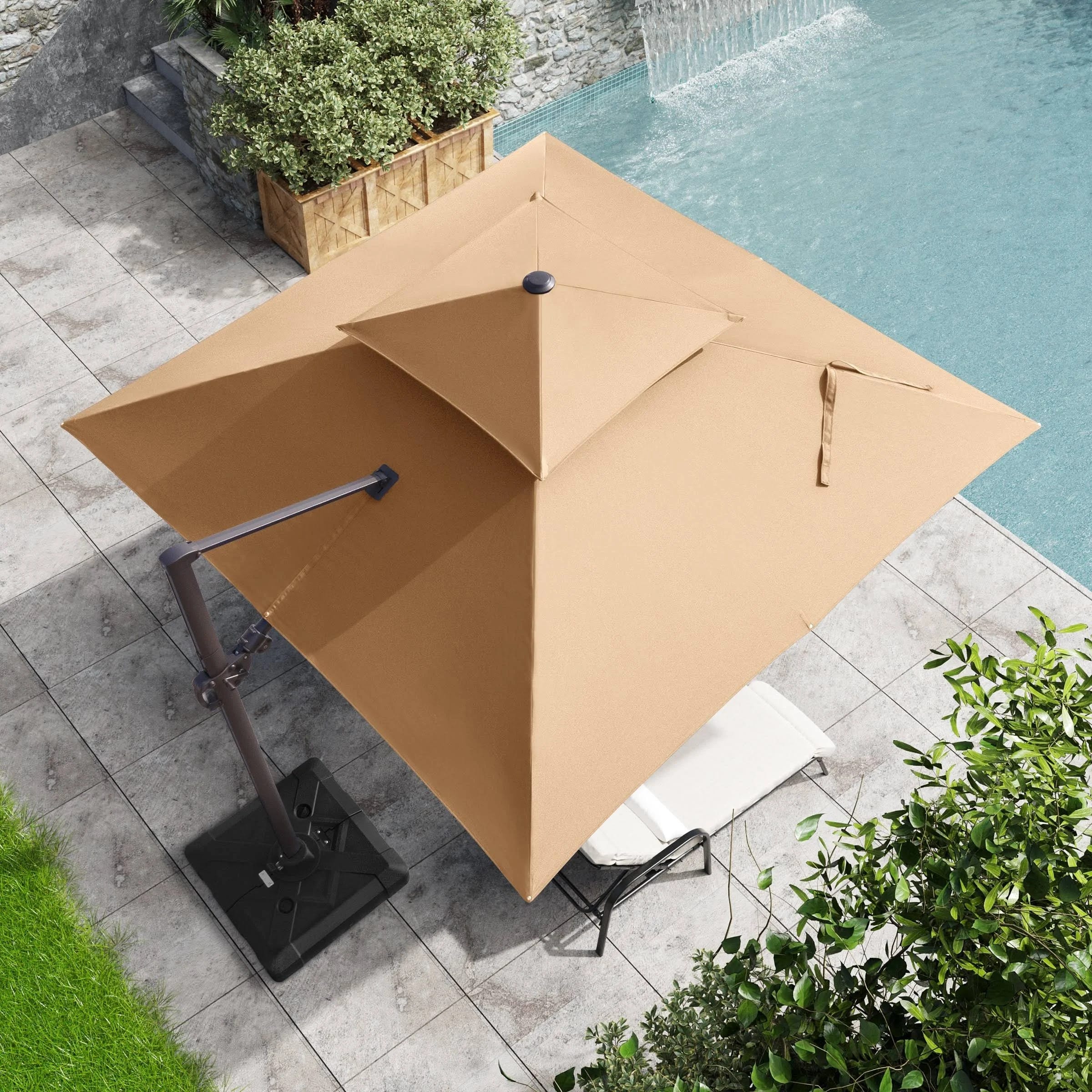 10-ft Tan Offset Cantilever Patio Umbrella | Image