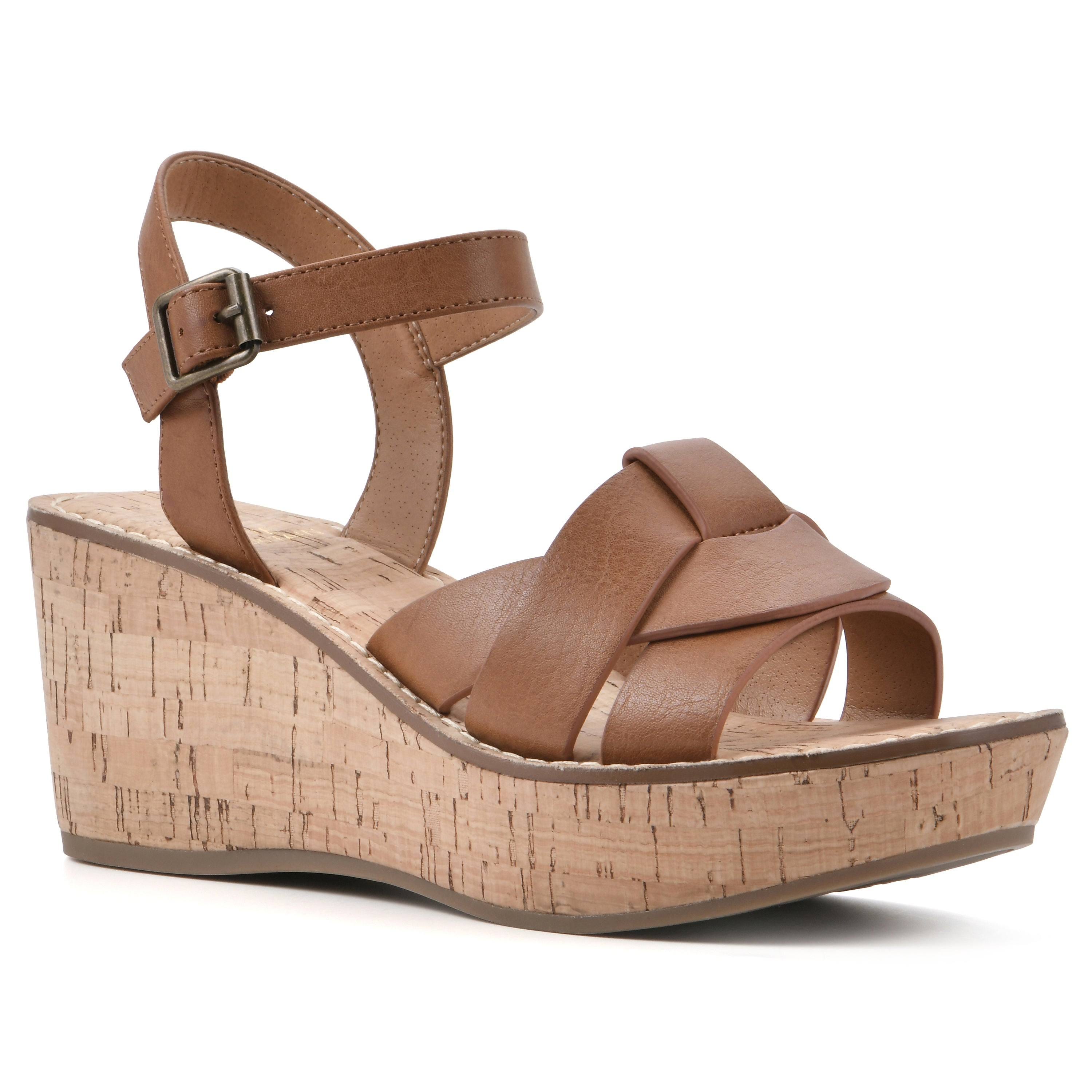 Comfy Tan Women's Sandals with Adjustable Ankle Straps | Image