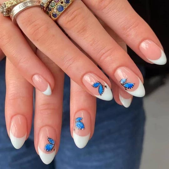 butterfly-press-on-nails-short-almond-shape-fake-nails-white-french-false-nails-with-glues-blue-butt-1