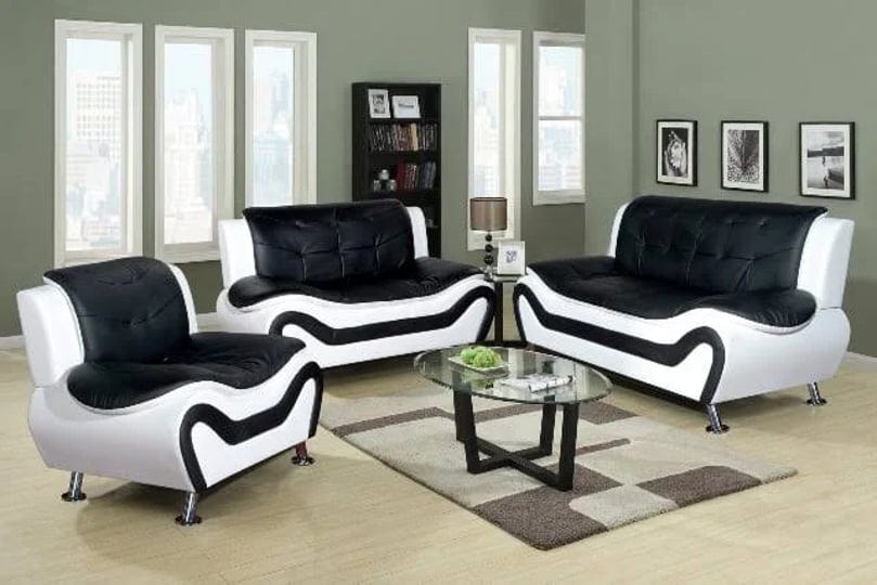 sydney-bold-faux-leather-living-room-sofa-set-black-white-3-piece-1