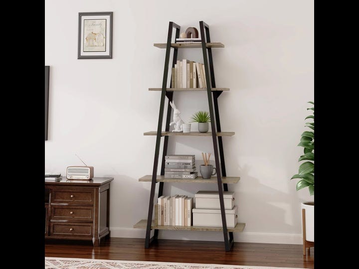 gaomon-bookshelf-5-tier-industrial-wood-tall-open-rustic-etagere-bookcase-ladder-standing-display-sh-1