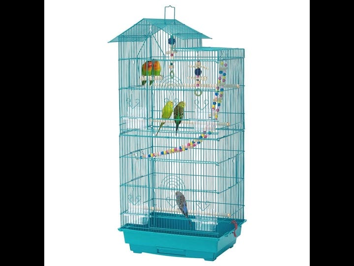 smilemart-39-metal-bird-cage-with-perches-and-toys-black-1