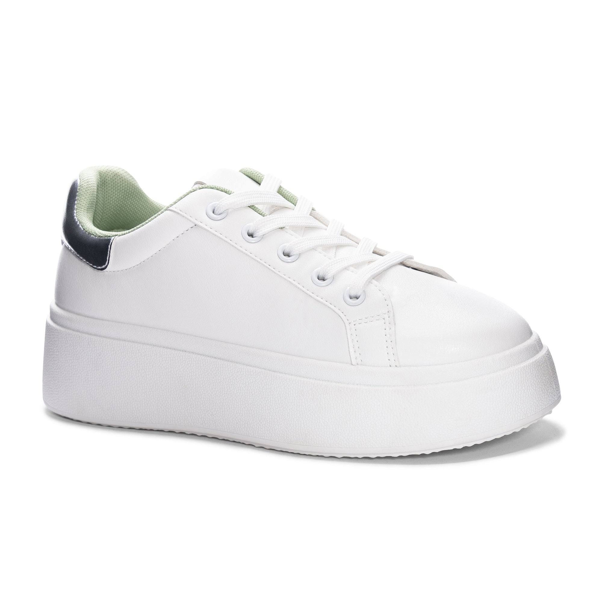 White Lace-Up Platform Sneakers for Women | Image