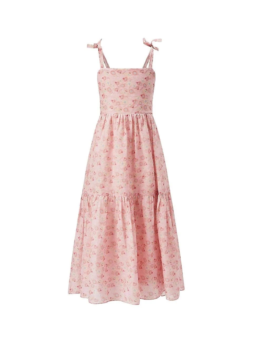 Pink Floral Tiered Maxi Dress for Junior Girls (Size 8) | Image